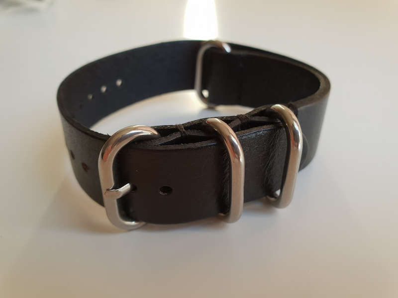 18mm PU Leather Nato Watch Strap Black