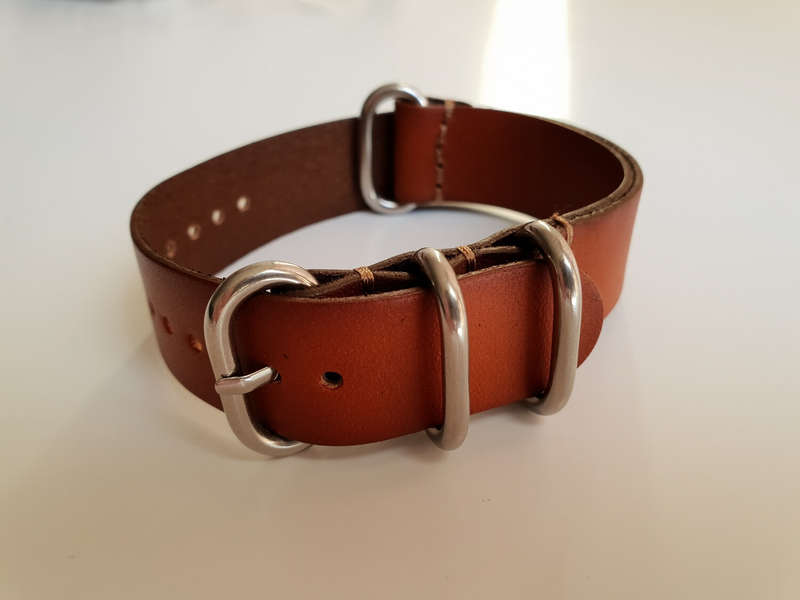 24mm PU Leather Nato Watch Strap Light Brown