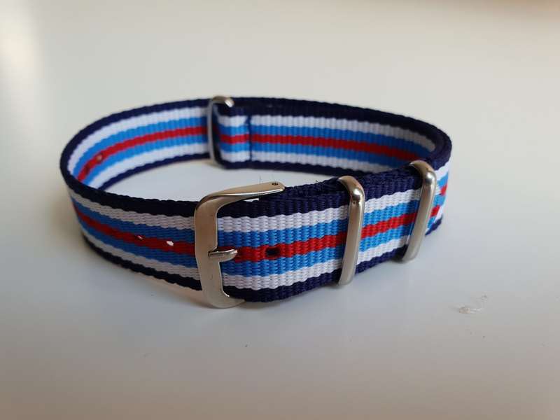 18mm Nato Watch Strap Navy/White/Cyan/Red