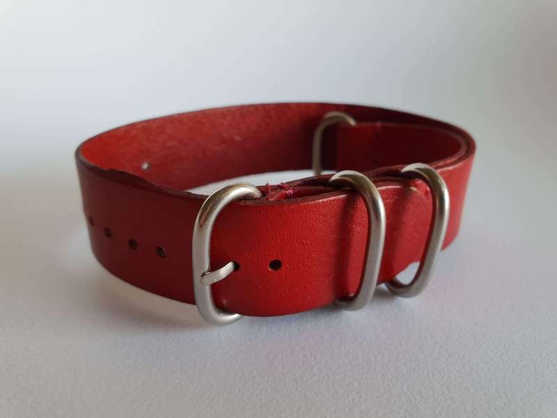 22mm PU Leather Nato Watch Strap Red