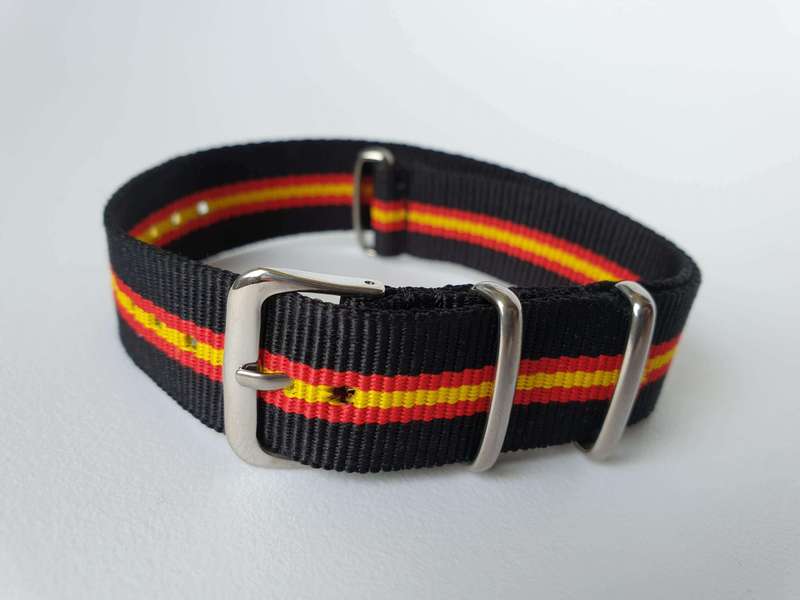 18mm Nato Watch Strap Black/Red/Yellow