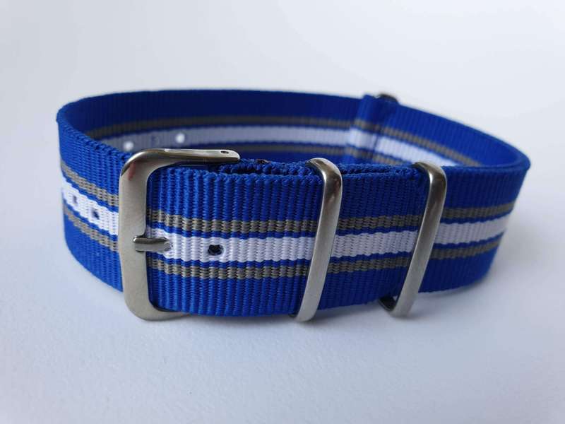 22mm Nato Watch Strap Blue/Grey/White