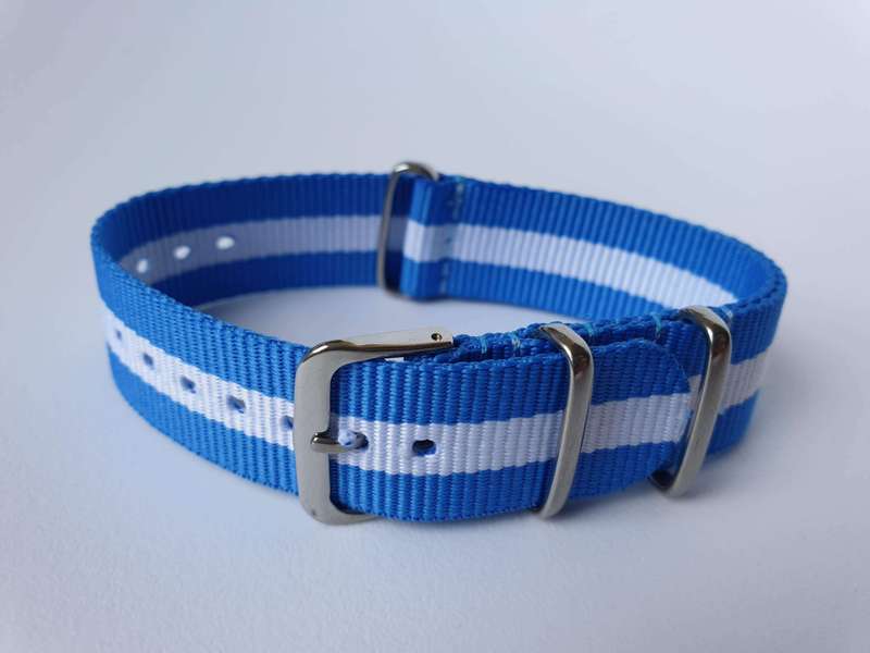 20mm Nato Watch Strap Light Blue/White