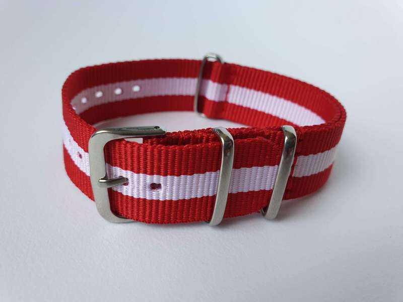 18mm Nato Watch Strap Red/White