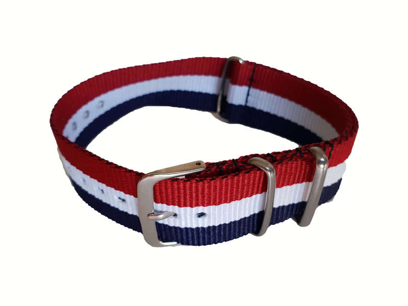 16mm Nato Watch Strap Red/White/Navy