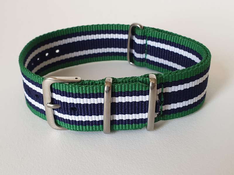 22mm Nato Watch Strap Green/Navy/White