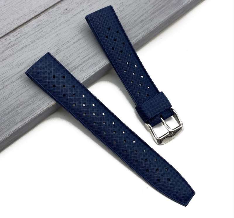 20mm Vintage Tropic Rubber Strap Navy Blue