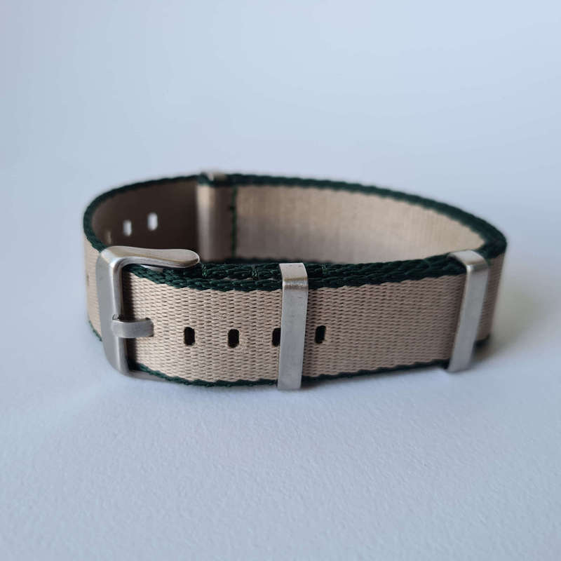 22mm Seat Belt Nato Watch Strap Beige/Green