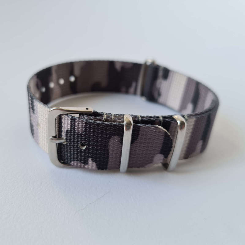 20mm Nato Watch Strap Grey/Black Camo