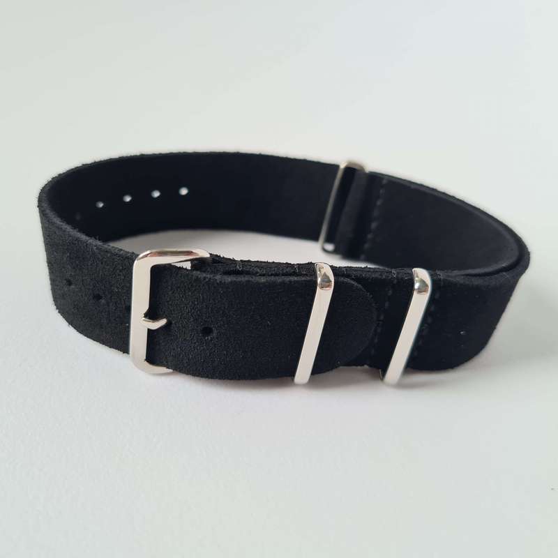 20mm Suede Nato Watch Strap Black
