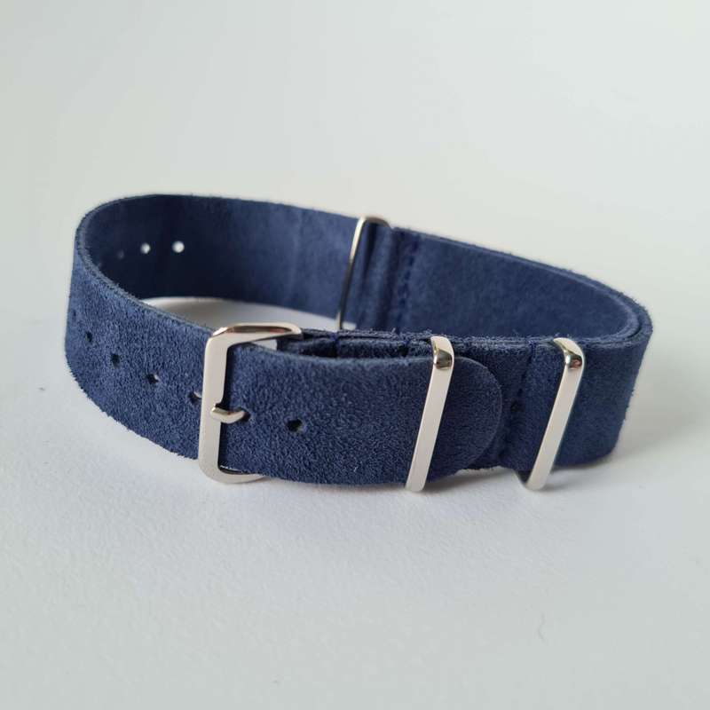 20mm Suede Nato Watch Strap Navy Blue