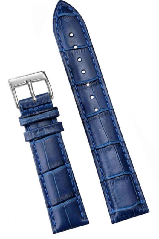 20mm Crocodile Pattern PU Leather Strap Blue