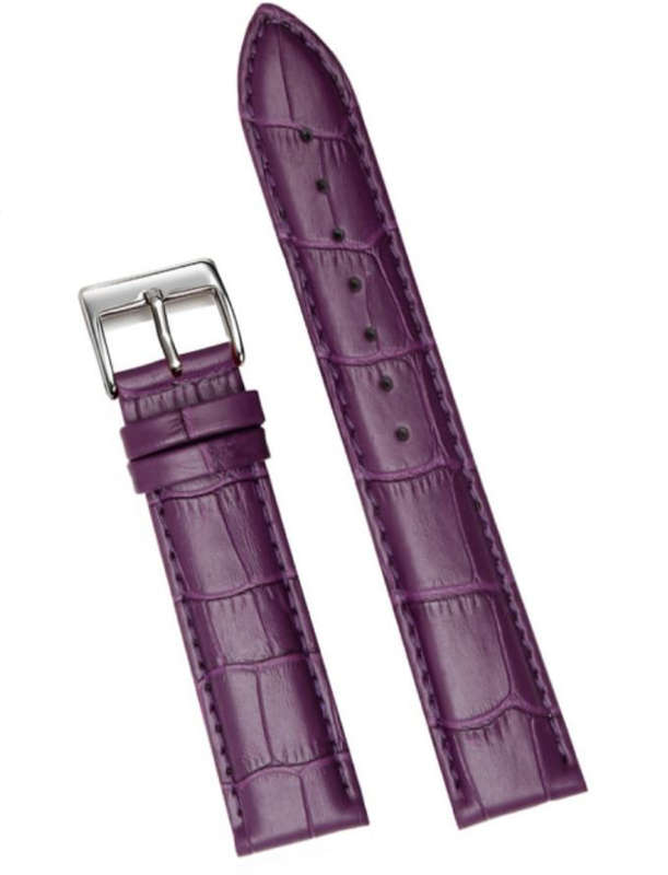 22mm Crocodile Pattern PU Leather Strap Purple