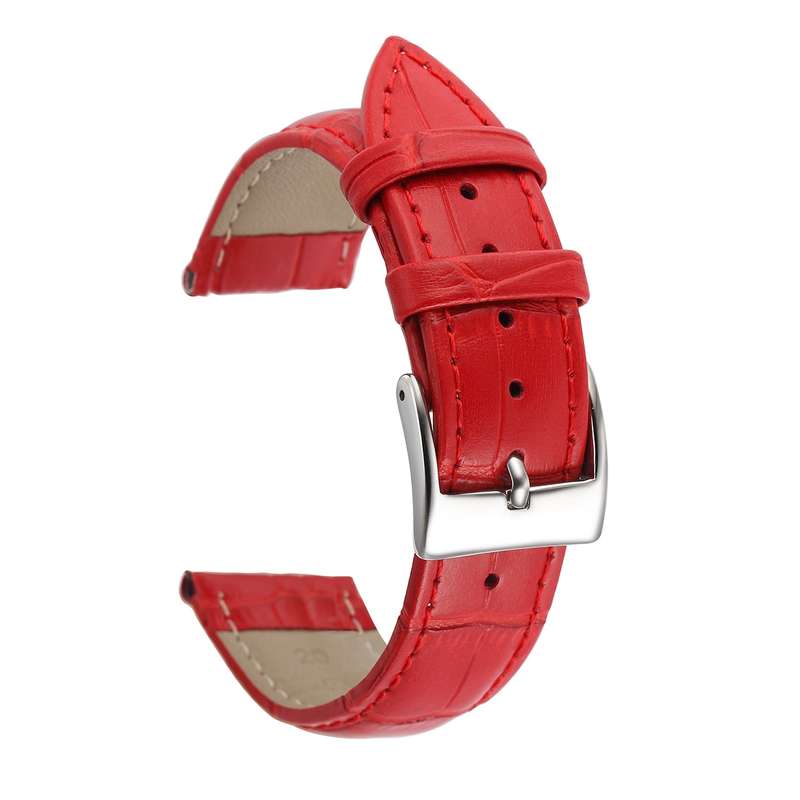 18mm Crocodile Pattern PU Leather Strap Red