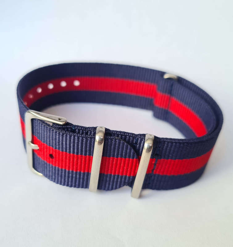 16mm Nato Watch Strap Navy/Red