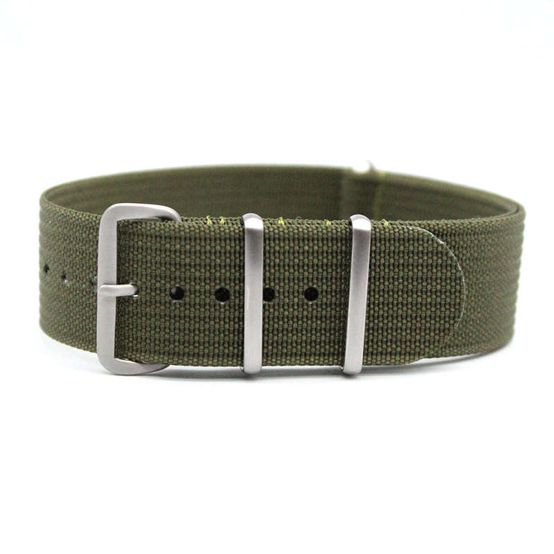 18mm Ribbed Nato Watch Strap Khaki Green