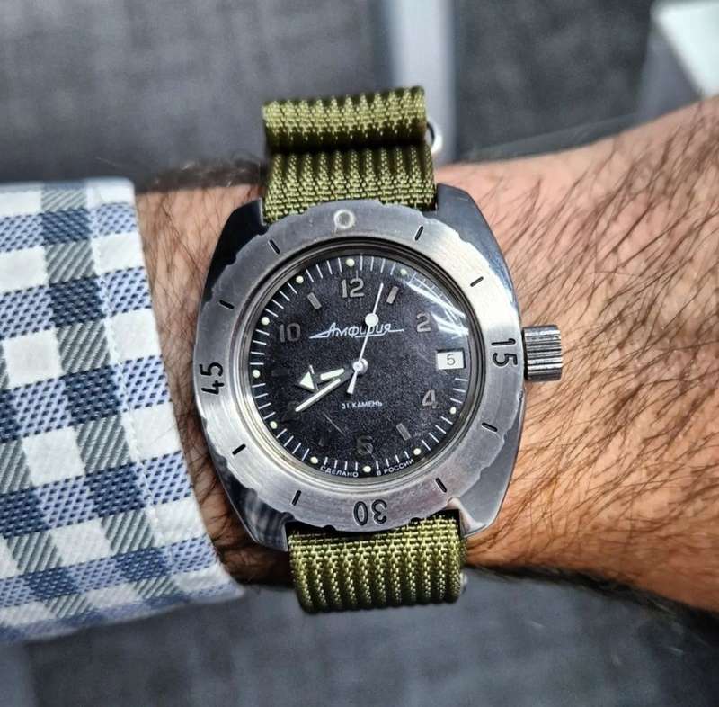 18mm Ribbed Nato Watch Strap Khaki Green