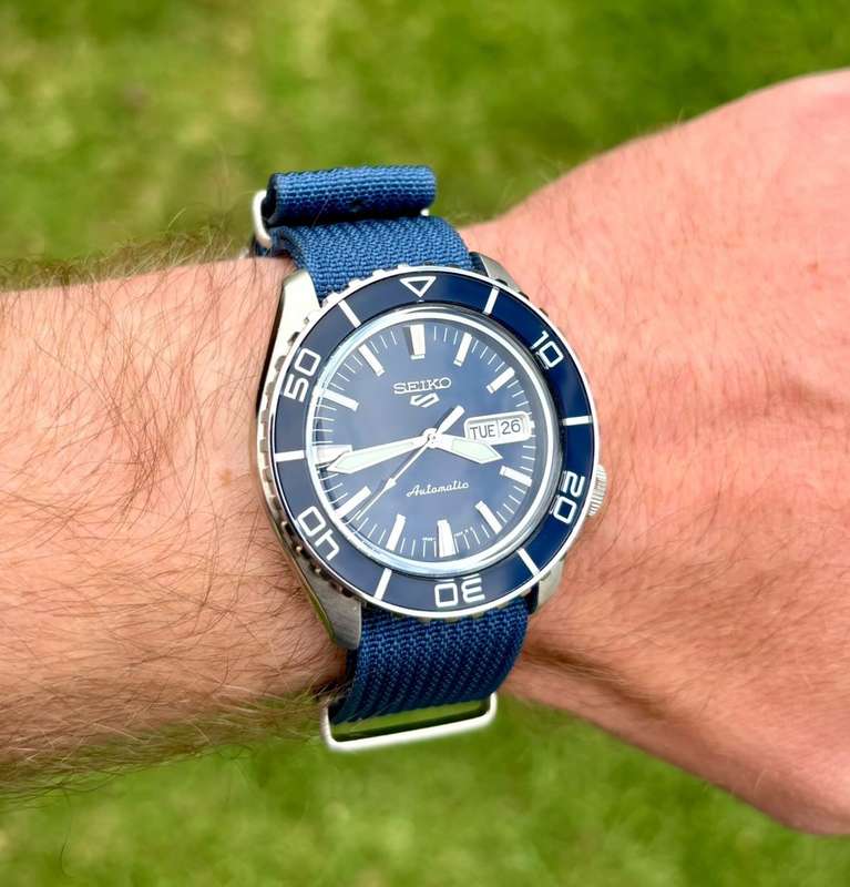 22mm Ribbed Nato Watch Strap Navy Blue