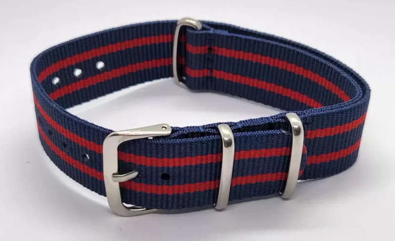 20mm Nato Watch Strap Navy/Red V2