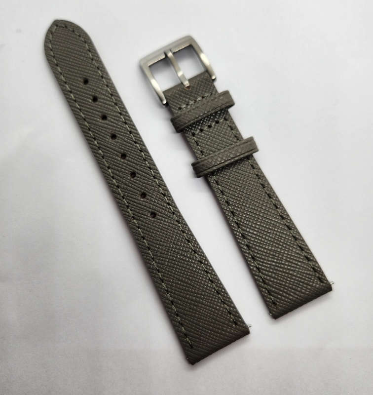 20mm Saffiano Pattern PU Leather Strap Grey