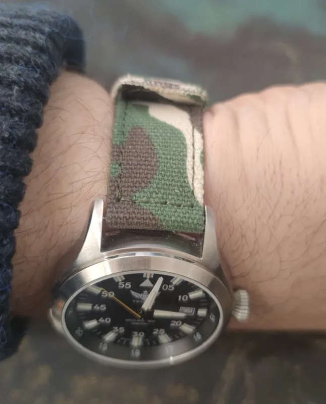 18mm Canvas Watch Strap Army Camo