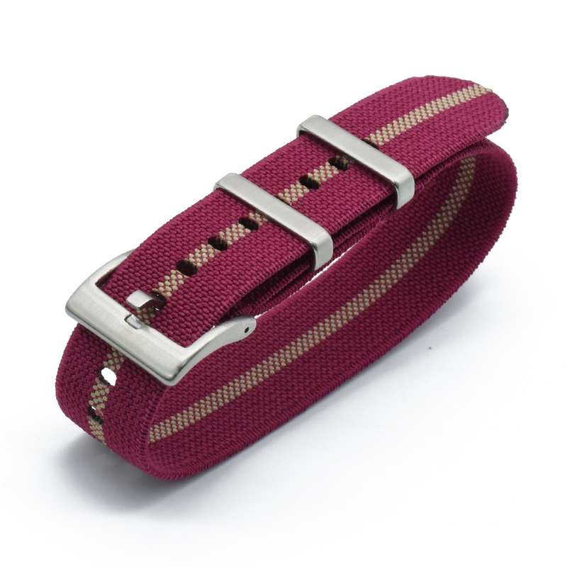 20mm Single Pass Elastic Nato Watch Strap Rose/Beige
