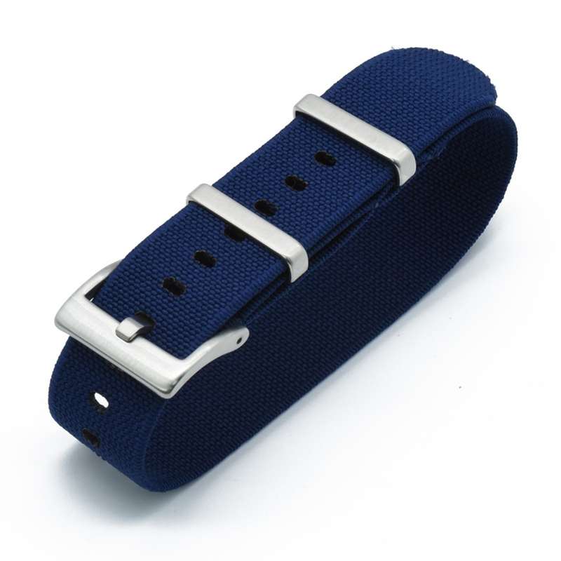 22mm Single Pass Elastic Nato Watch Strap Navy Blue