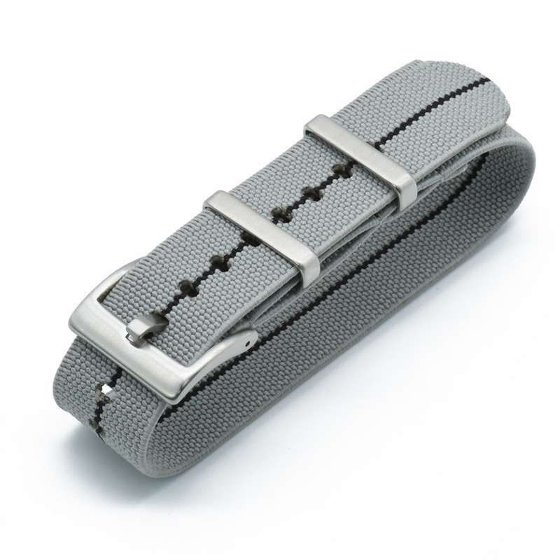 20mm Single Pass Elastic Nato Watch Strap Grey/Black