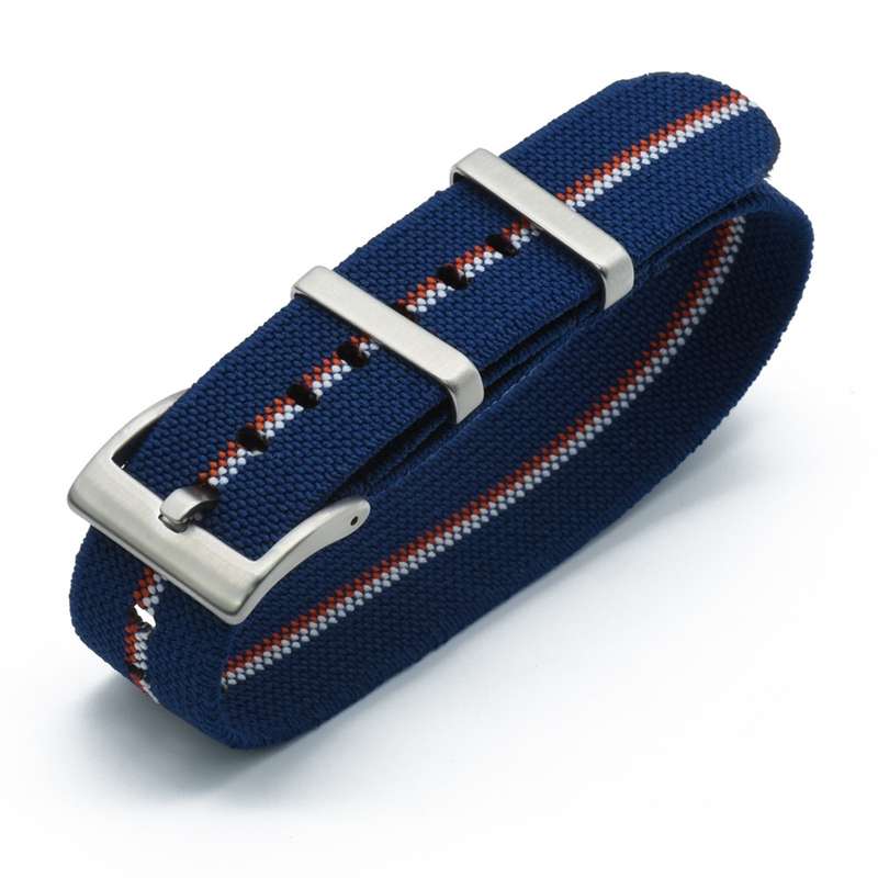 20mm Single Pass Elastic Nato Watch Strap Navy/Red/White