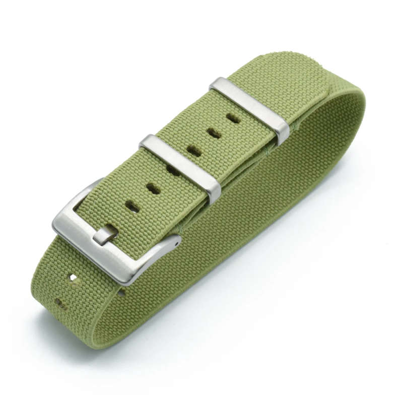 22mm Single Pass Elastic Nato Watch Strap Light Green