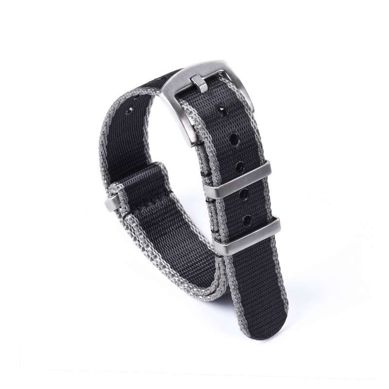 22mm Premium Seat Belt Nato Watch Strap Black/Grey