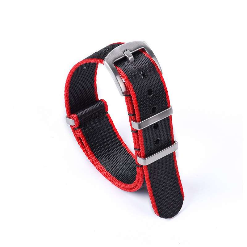 22mm Premium Seat Belt Nato Watch Strap Black/Red