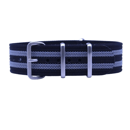 20mm Ribbed Nato Watch Strap Black/Grey (Bond)