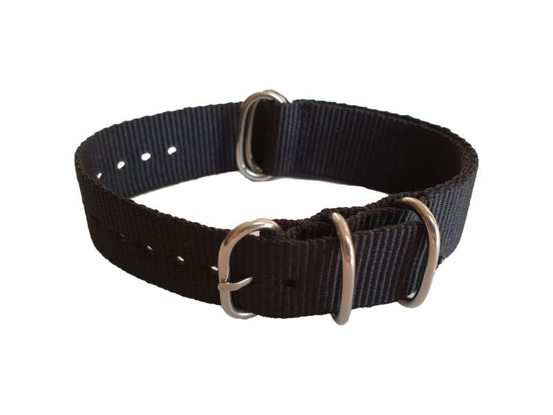 22mm Nato Watch Strap 5-Ring Black