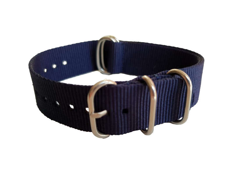 20mm Nato Watch Strap 5-Ring Navy Blue