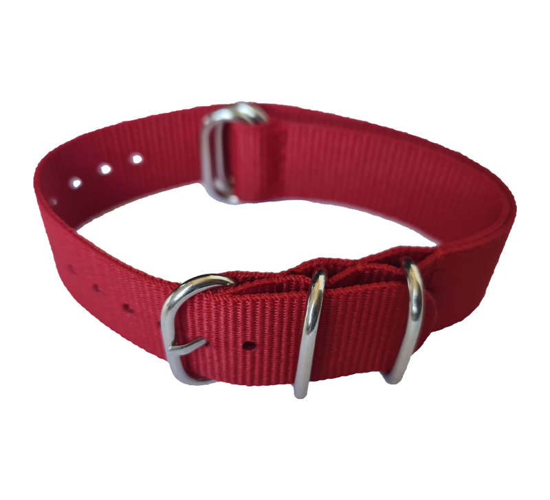 22mm Nato Watch Strap 5-Ring Red