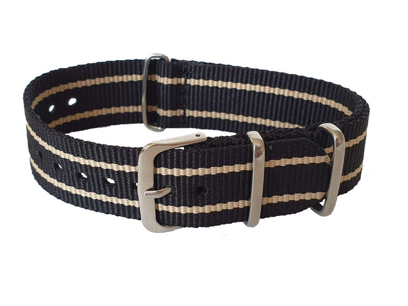 20mm Nato Watch Strap Black/Beige