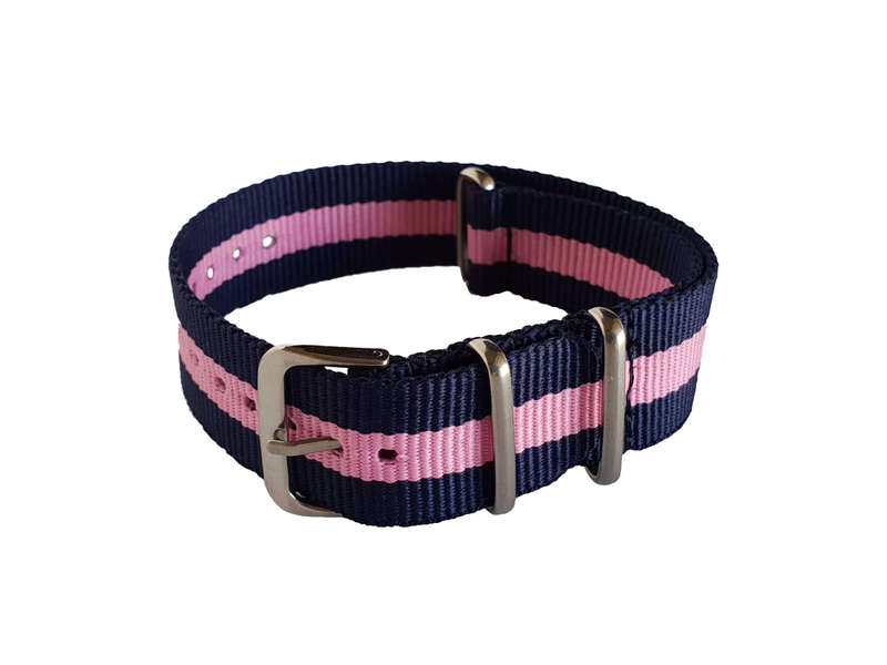 20mm Nato Watch Strap Navy/Pink