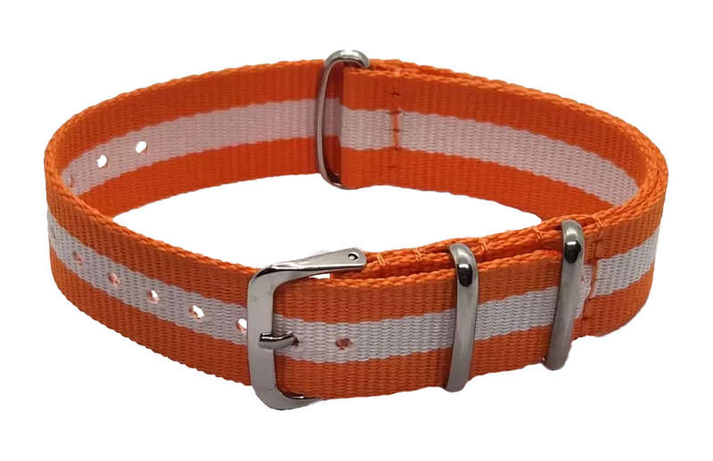 20mm Nato Watch Strap Orange/White