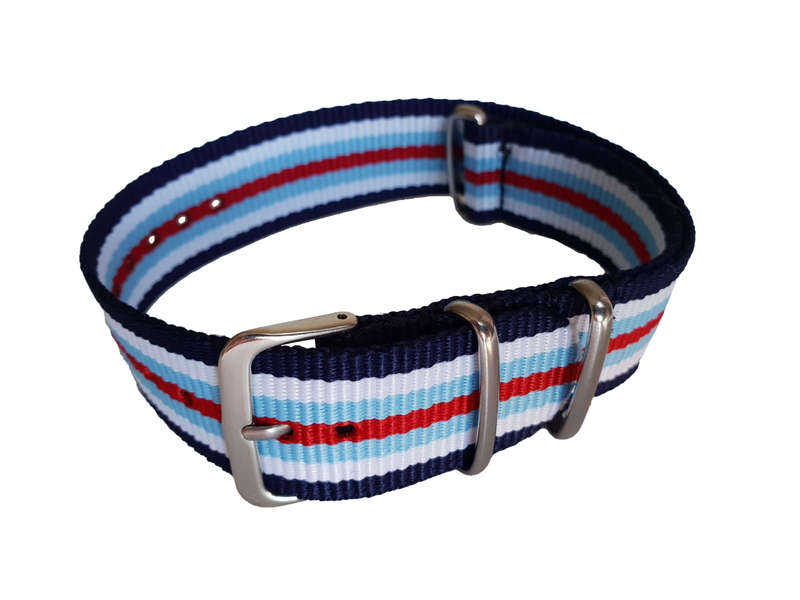 22mm Nato Watch Strap Navy/White/Cyan/Red