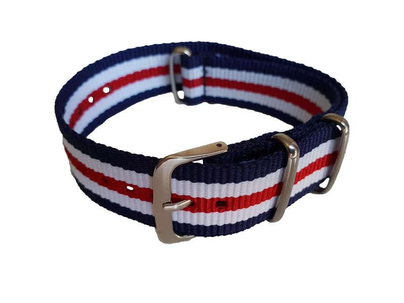 20mm Nato Watch Strap Navy/White/Red