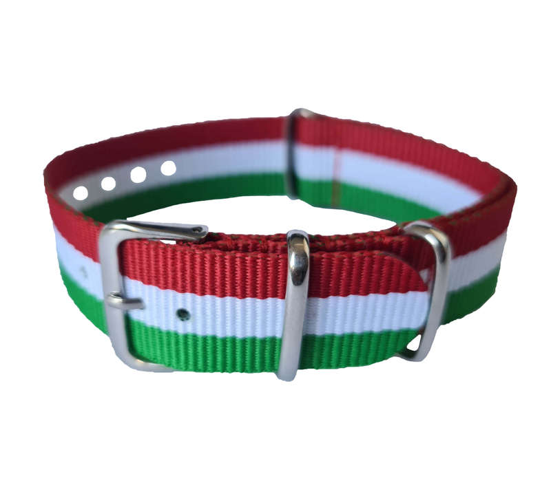 22mm Nato Watch Strap Red/White/Green