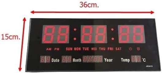 Numbers and Letter Digital Wall Clock (36x15cm, Red)