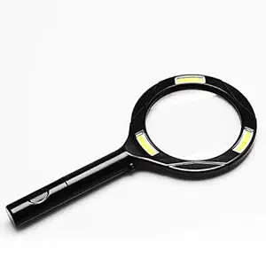 Magnifying Lens 85mm Dia with 3 LED COB Bright Lights 3X Magnifier Reading Black