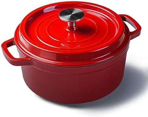 Strew Pot Cast Iron Pot, Stockpot Pot Iron Pot with Lid Dual Loop Handle Cast Iron Pot