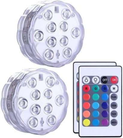 Submersible LED Waterproof Multi-color Battery Remote Control Decorative Ambient Lighting - Set of 2