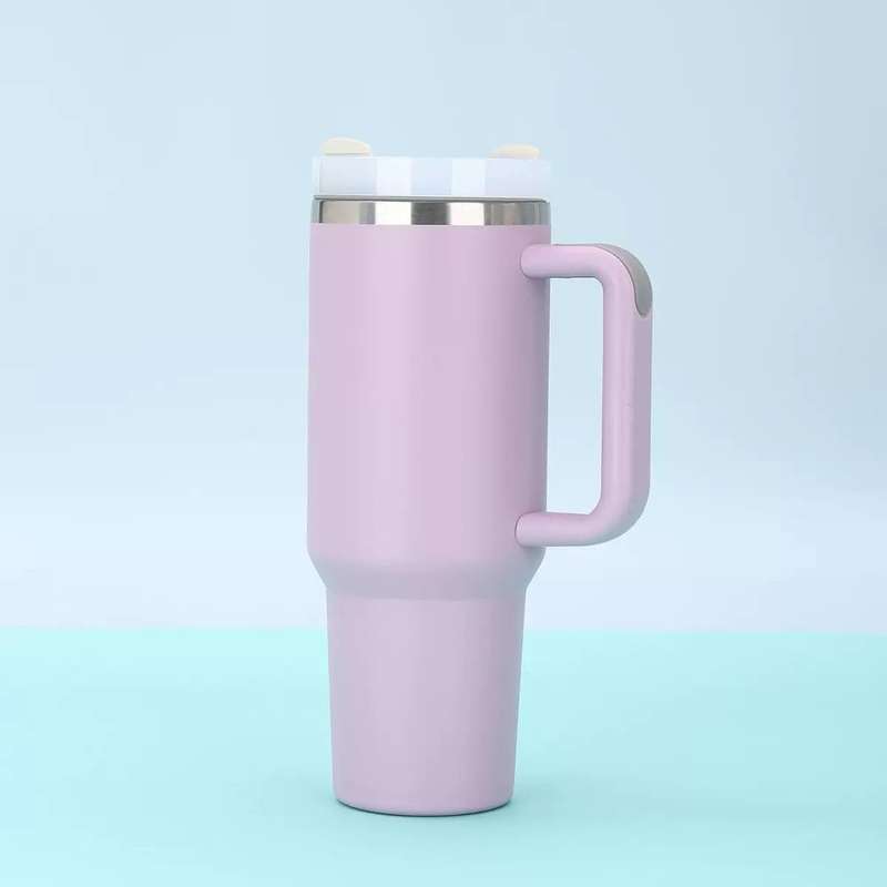 1.2L STAINLESS STEEL TUMBLER CUP WIITH STRAW & SILICONE SEAL (PURPLE)