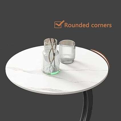 Round Coffee Table for Living Room Tabletop Metal Frame Simple End Table for Small Space Center Tabl