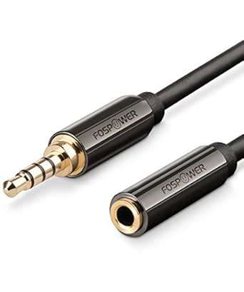 Audio Extension Cable (4 inch/10cm), FosPower 3.5mm [4-Conductor TRRS | Gold Plated] Male to Female