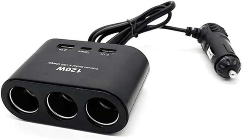 120W 3 SOCKET & USB CAR CHARGER - 1653
